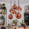 Gastor hanging light, globe light, pendant light clear, coppery, 6-light sources