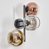 Koyoto globe light, wall light gold, clear, coppery, Smoke-coloured, 3-light sources