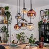 Gastor hanging light, globe light, pendant light Amber, chrome, clear, coppery, Smoke-coloured, 6-light sources