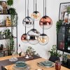 Gastor hanging light, globe light, pendant light Amber, chrome, clear, coppery, Smoke-coloured, 6-light sources