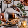 Gastor hanging light, globe light, pendant light Amber, chrome, coppery, Smoke-coloured, 6-light sources