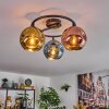 Ripoll ceiling light, globe light blue, gold, coppery, 3-light sources