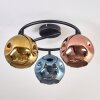 Ripoll ceiling light, globe light blue, gold, coppery, 3-light sources