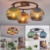 Koyoto ceiling light, globe light 37 cm blue, green, coppery, 3-light sources