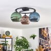Koyoto ceiling light, globe light 37 cm blue, green, coppery, 3-light sources