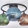 Koyoto ceiling light, globe light 37 cm blue, green, coppery, 3-light sources