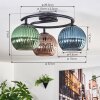 Koyoto ceiling light, globe light 37 cm blue, green, coppery, 3-light sources