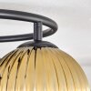Koyoto ceiling light, globe light blue, gold, green, 3-light sources