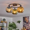 Koyoto ceiling light, globe light blue, gold, green, 3-light sources
