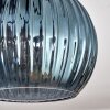 Koyoto ceiling light, globe light blue, gold, coppery, 3-light sources