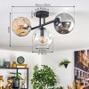 Ripoll ceiling light, globe light Amber, clear, Smoke-coloured, 3-light sources