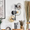 Gastor globe light, wall light Amber, clear, Smoke-coloured, 3-light sources