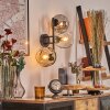 Gastor globe light, wall light Amber, clear, Smoke-coloured, 3-light sources