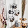 Gastor globe light, wall light chrome, Smoke-coloured, 3-light sources
