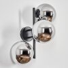 Gastor globe light, wall light chrome, Smoke-coloured, 3-light sources