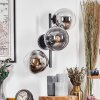 Gastor globe light, wall light chrome, clear, Smoke-coloured, 3-light sources