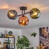 Ripoll ceiling light, globe light blue, green, coppery, 3-light sources