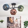 Ripoll ceiling light, globe light blue, green, coppery, 3-light sources