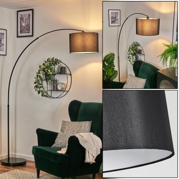 Soungou floor lamp, Arch lamps black, 1-light source, Fabric shade