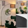 Bassagoda floor lamp, Arch lamps black, 1-light source, Fabric lampshade