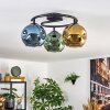 Ripoll ceiling light, globe light blue, gold, green, 3-light sources