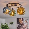 Ripoll ceiling light, globe light blue, gold, green, 3-light sources