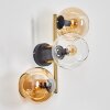 Koyoto globe light, wall light gold, black, 3-light sources
