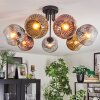 Ripoll ceiling light, globe light gold, clear, coppery, Smoke-coloured, 7-light sources