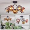 Ripoll ceiling light, globe light chrome, gold, clear, coppery, Smoke-coloured, 5-light sources