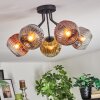 Ripoll ceiling light, globe light chrome, gold, clear, coppery, Smoke-coloured, 5-light sources