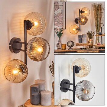 Koyoto globe light, wall light Amber, clear, Smoke-coloured, 3-light sources