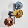 Ripoll globe light, wall light blue, gold, coppery, 3-light sources