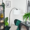Bassagoda floor lamp, Arch lamps black, 1-light source, Fabric lampshade