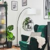 Bassagoda floor lamp, Arch lamps black, 1-light source, Fabric lampshade