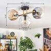 Ripoll ceiling light, globe light gold, black, 3-light sources