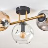 Ripoll ceiling light, globe light gold, black, 3-light sources