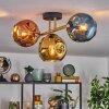 Ripoll ceiling light, globe light gold, black, 3-light sources