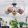 Ripoll ceiling light, globe light chrome, gold, coppery, Smoke-coloured, 5-light sources