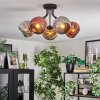 Ripoll ceiling light, globe light chrome, gold, coppery, Smoke-coloured, 5-light sources