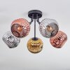 Ripoll ceiling light, globe light chrome, gold, coppery, Smoke-coloured, 5-light sources