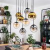 Gastor hanging light, globe light, pendant light Amber, gold, clear, Smoke-coloured, 8-light sources