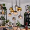 Gastor hanging light, globe light, pendant light Amber, gold, clear, Smoke-coloured, 8-light sources