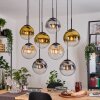 Gastor hanging light, globe light, pendant light Amber, gold, clear, Smoke-coloured, 8-light sources