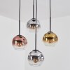 Ripoll hanging light, globe light, Cluster pendant lamp chrome, gold, clear, coppery, Smoke-coloured, 4-light sources