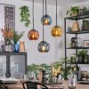 Ripoll hanging light, globe light, Cluster pendant lamp blue, gold, coppery, 4-light sources