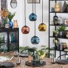 Ripoll hanging light, globe light, Cluster pendant lamp blue, gold, coppery, 4-light sources