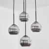 Ripoll hanging light, globe light, Cluster pendant lamp chrome, Smoke-coloured, 4-light sources