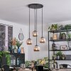 Ripoll hanging light, globe light, Cluster pendant lamp chrome, Smoke-coloured, 4-light sources