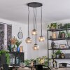 Ripoll hanging light, globe light, Cluster pendant lamp chrome, clear, Smoke-coloured, 4-light sources
