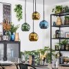 Ripoll hanging light, globe light, Cluster pendant lamp blue, gold, green, 4-light sources
